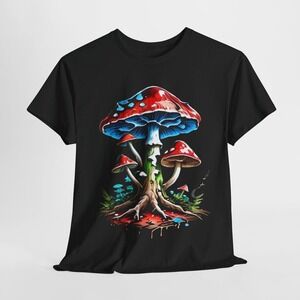 Mushroom T-shirt, Red Cap With Blue Bumps, Cottagecore T-Shirt